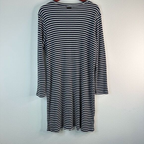 Michael Michael Kors Striped Ribbed Knit Sweater Dress Navy Blue White Womens 2X - Picture 2 of 9